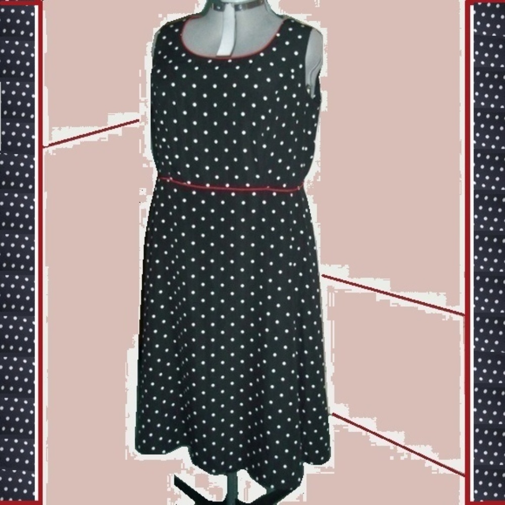 White Polka Dot Black Shirtwaist Dress